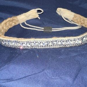 Juicy Couture Crystal Embellished Headband in Cream and Silver